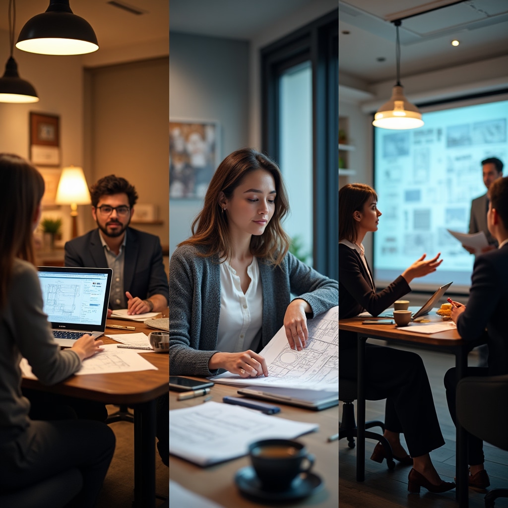 Multiple learning environments showing classroom, online, and corporate training settings